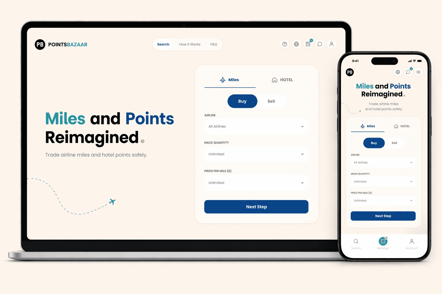 PointsBazaar platform on laptop and mobile