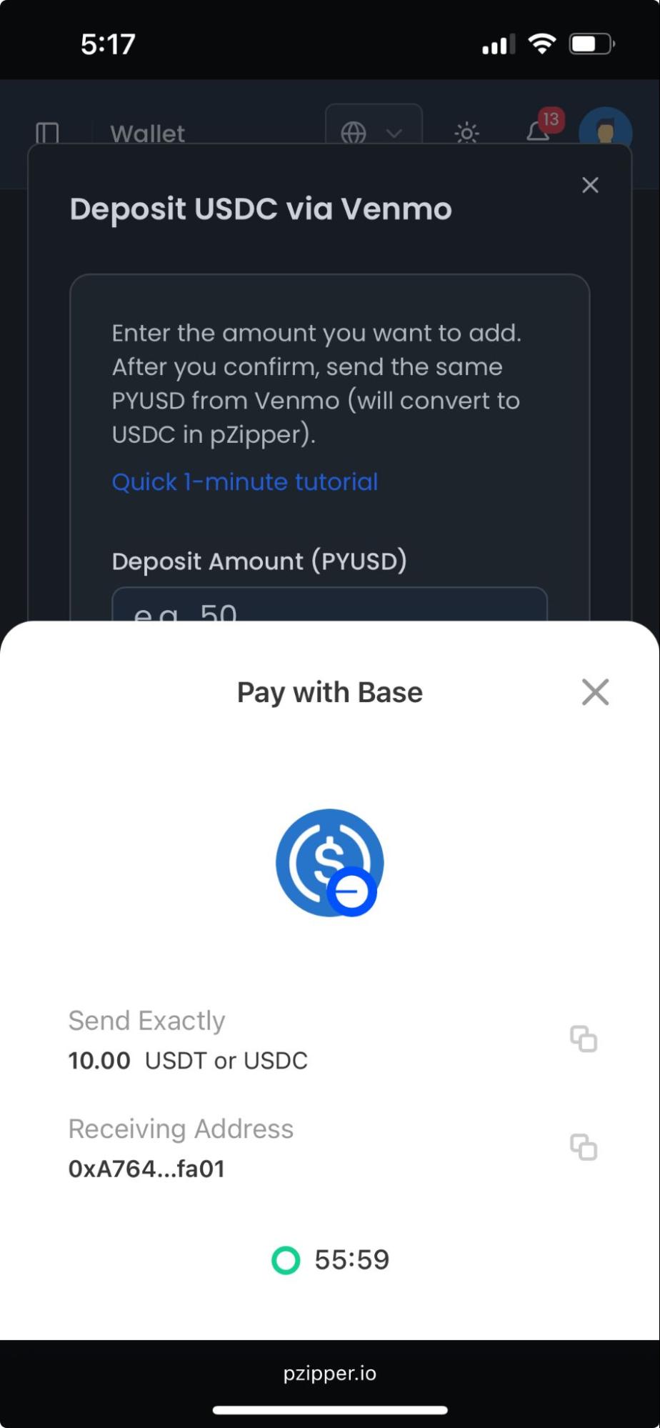 Mobile Receiving Address